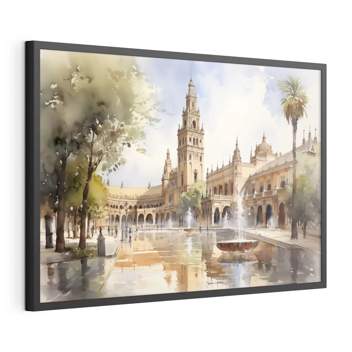 Plakat Plac zamkowy w mieście akwarela f40681