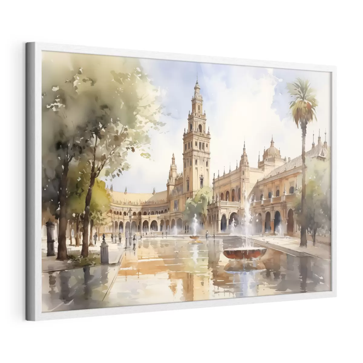 Plakat Plac zamkowy w mieście akwarela f40681