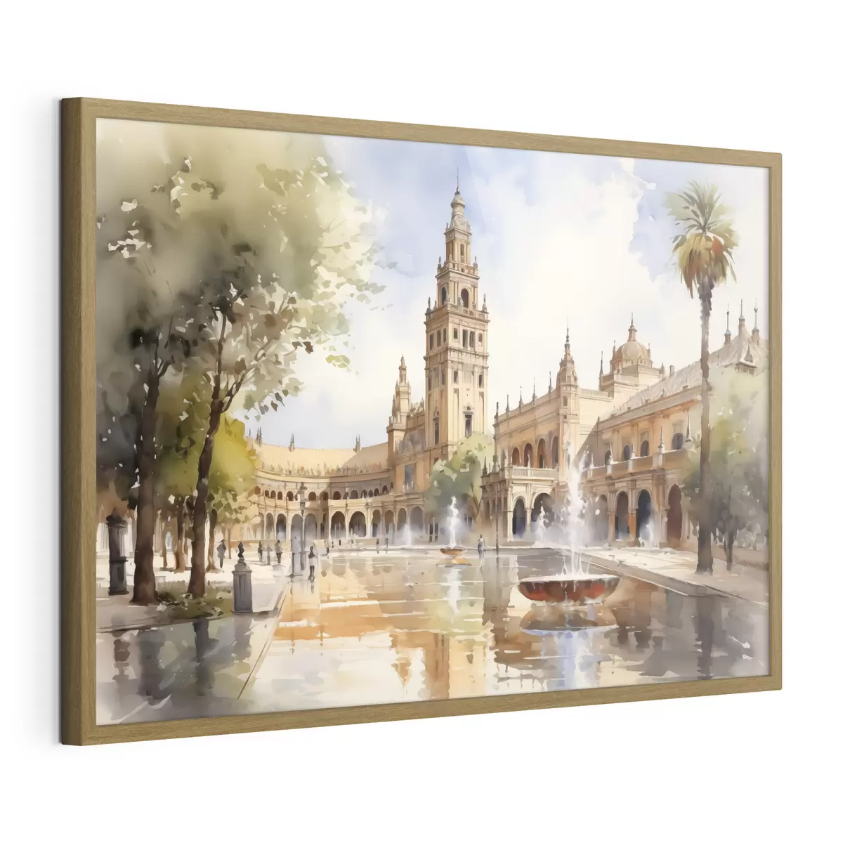Plakat Plac zamkowy w mieście akwarela f40681