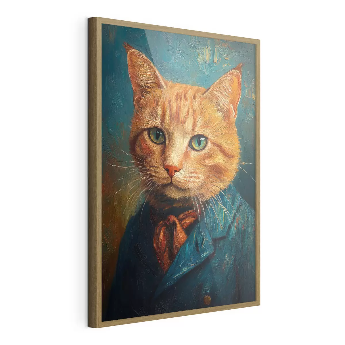 Plakat Czerwony kot w garniturze w stylu portretu Van Gogha f40647