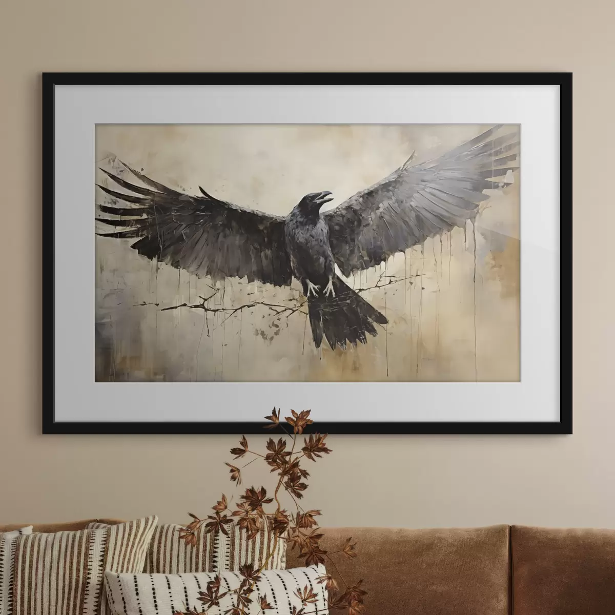 Plakat Czarny kruk rozpostarł skrzydła f40809