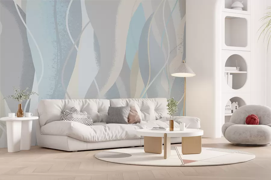 Fototapeta Nowoczesna abstrakcyjna tapeta w stylu eko w chłodnych i ciepłych kolorach w01124