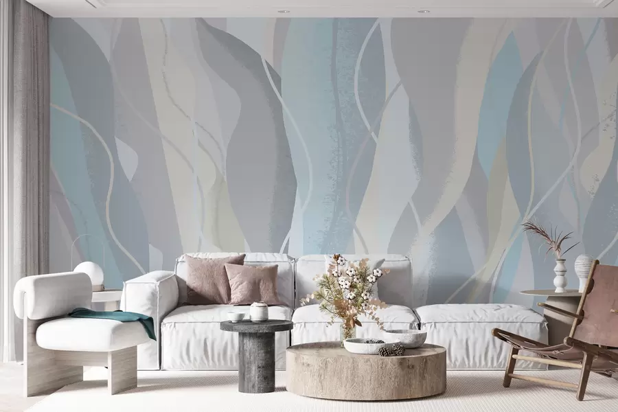 Fototapeta Nowoczesna abstrakcyjna tapeta w stylu eko w chłodnych i ciepłych kolorach w01124