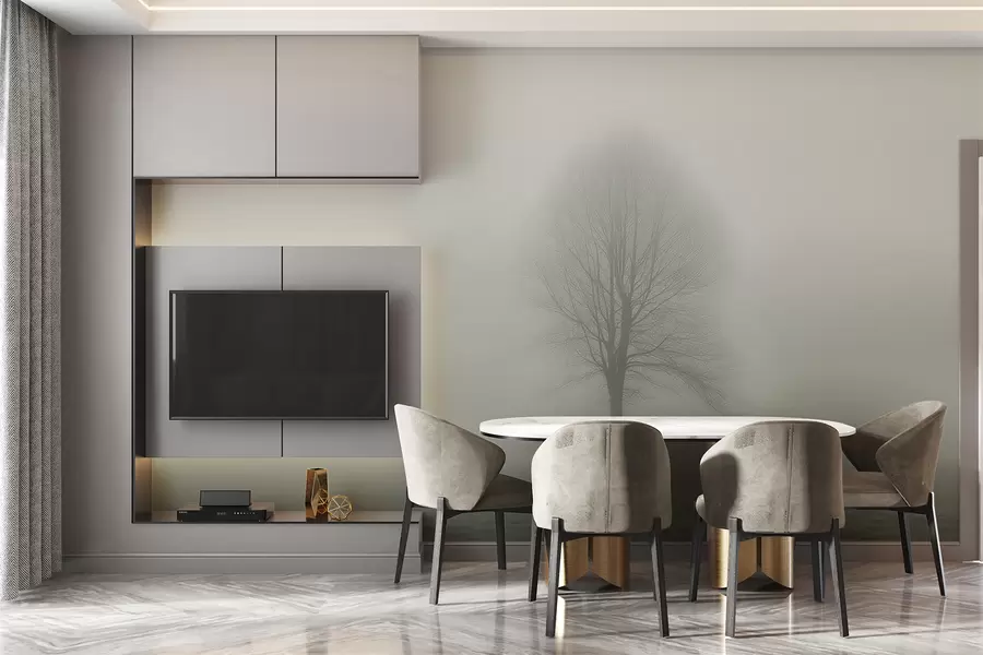 Fototapeta Drzewo we mgle w ciemnozielonych kolorach w01660