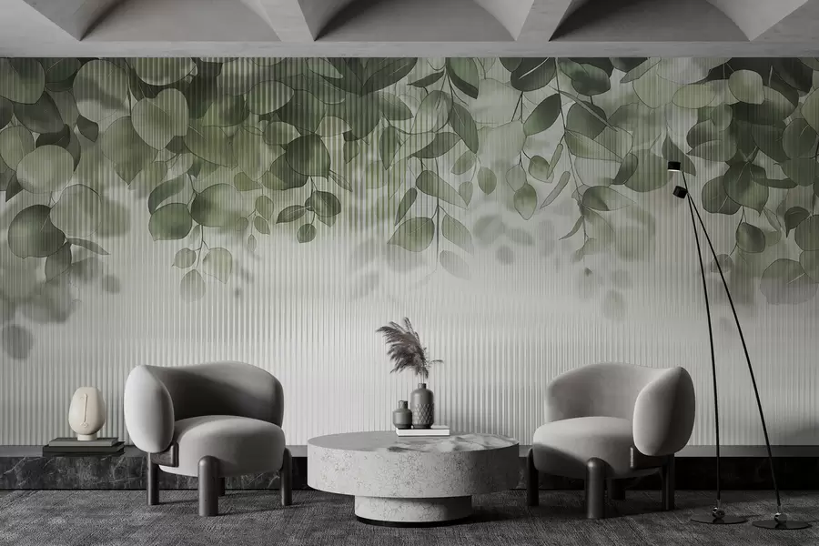 Fototapeta liście eukaliptusa za szkłem w01677