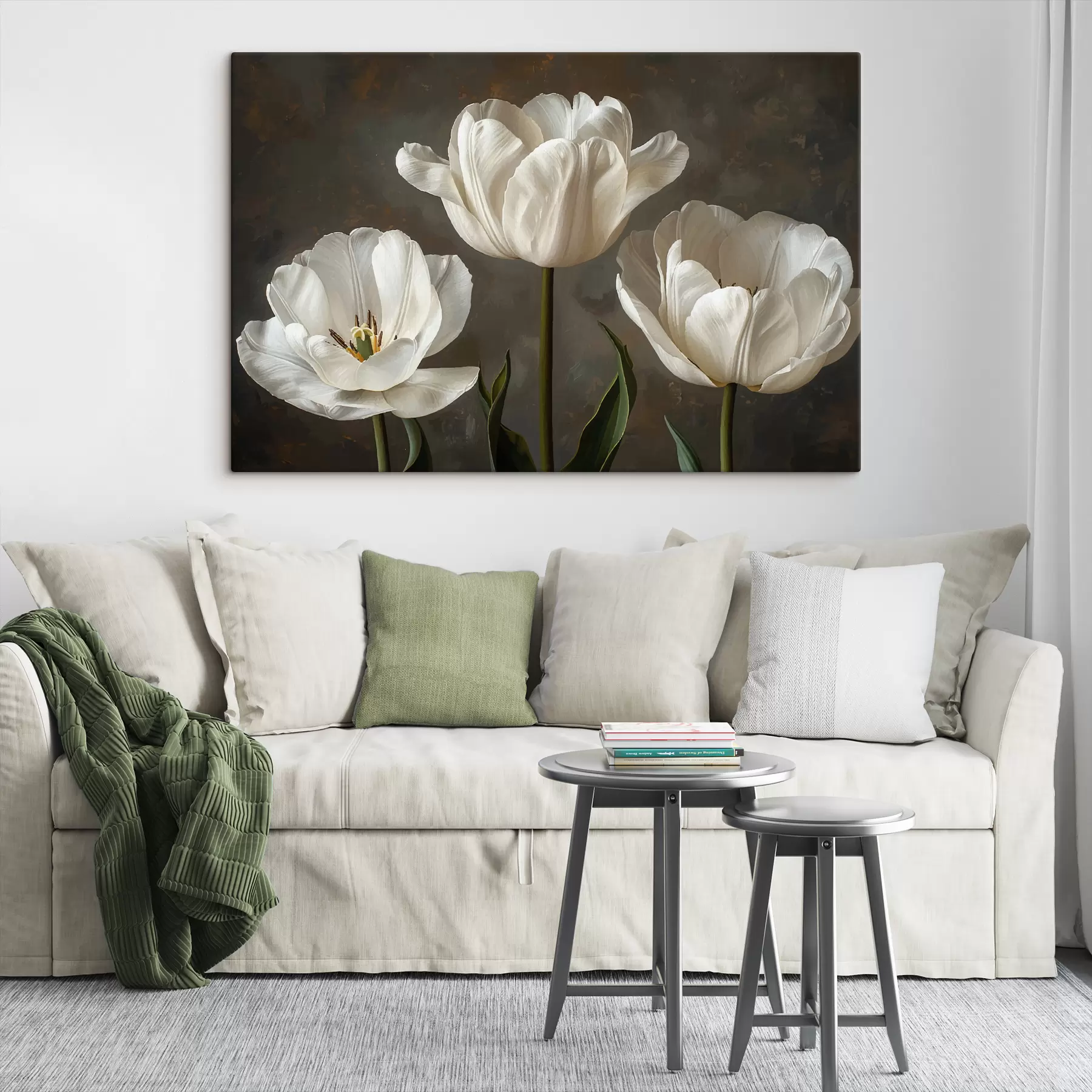 Fototapeta Duże kwiaty tulipana, białe tulipany s40792