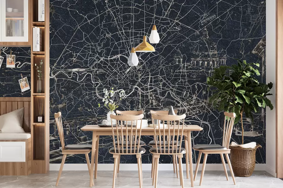 Fototapeta Mapa Rzymu, rysunek liniowy, architektura, Włochy, ciemne kolory w01698v1