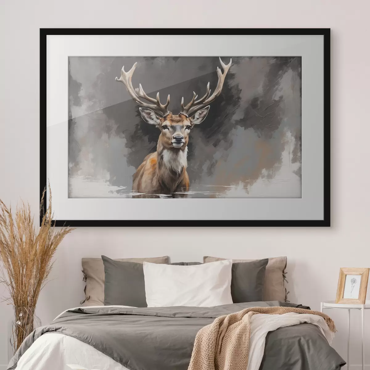 Plakat Jeleń na szaro-czarnym tle f40865