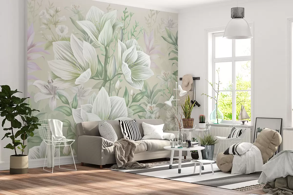 Fototapeta Piękne duże kwiaty z liliami w01751