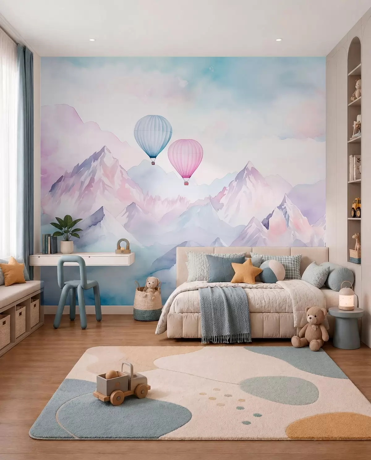 Fototapeta Balony nad błękitnymi górami w01786v1