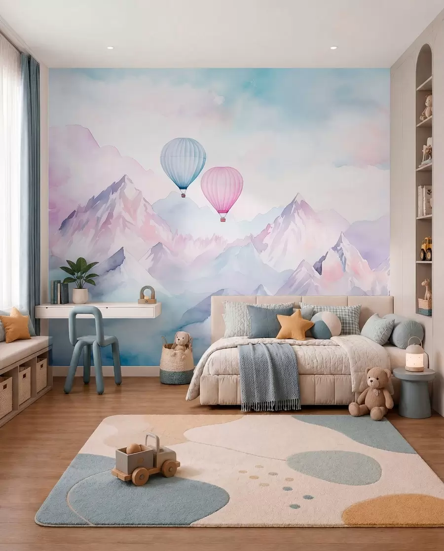 Fototapeta Balony nad błękitnymi górami w01786v1