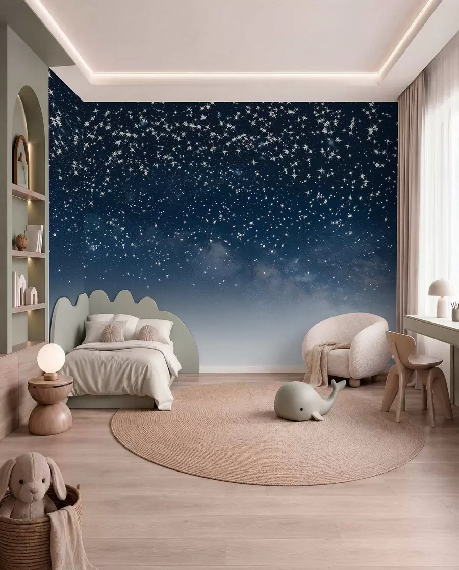 Fototapeta Rozgwieżdżone nocne niebo, miękki gradient, kosmos, konstelacje w01797v1
