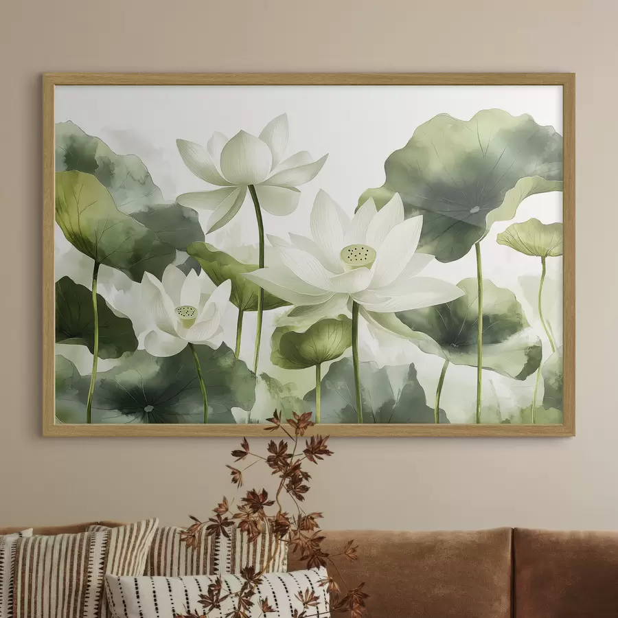 Fototapeta Piękne akwarelowe kwiaty lotosu f41227