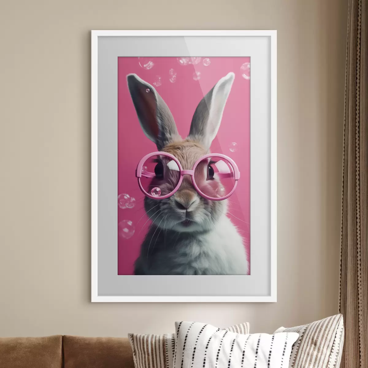 Plakat Królik w różowych okularach na różowym tle f41280