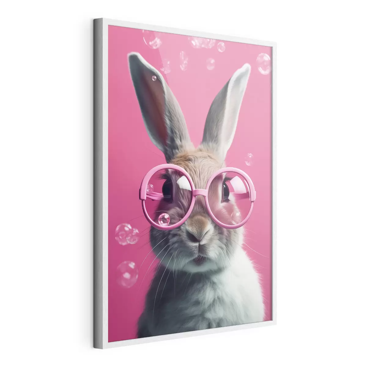 Plakat Królik w różowych okularach na różowym tle f41280