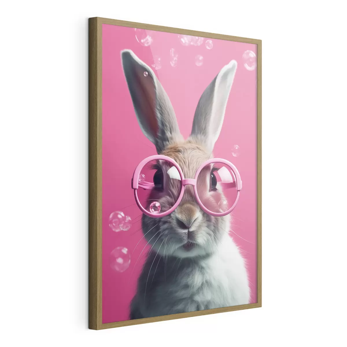 Plakat Królik w różowych okularach na różowym tle f41280