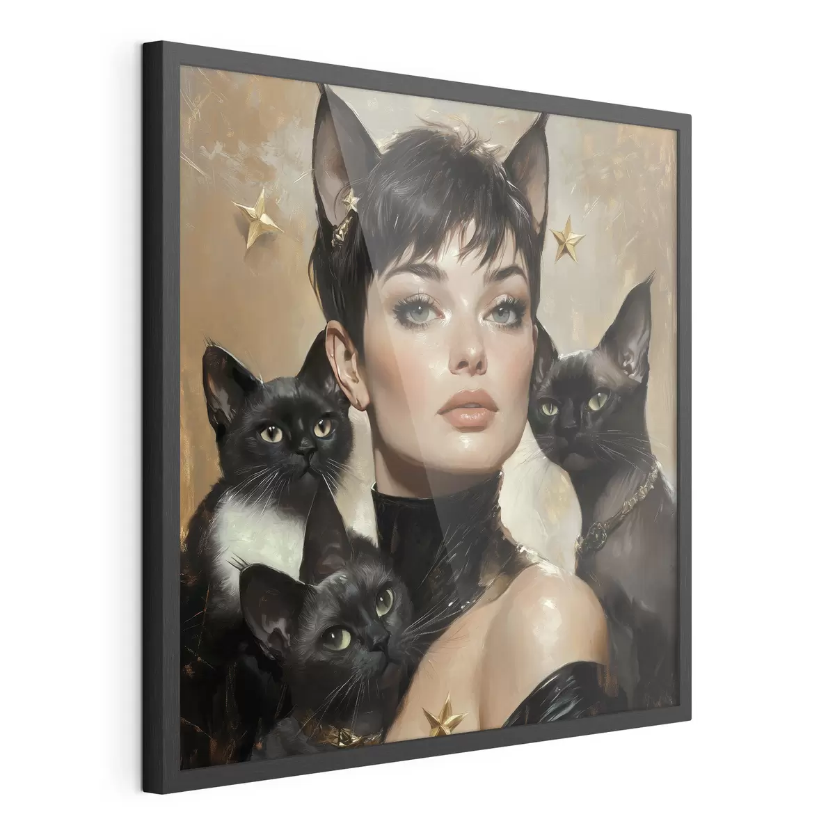 Plakat Kocia dziewczyna z czarnymi kotami f41344