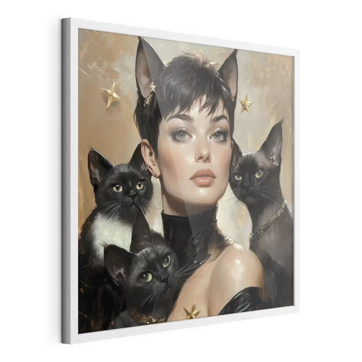 Plakat Kocia dziewczyna z czarnymi kotami f41344