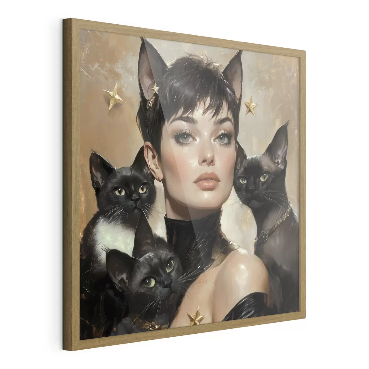 Plakat Kocia dziewczyna z czarnymi kotami f41344