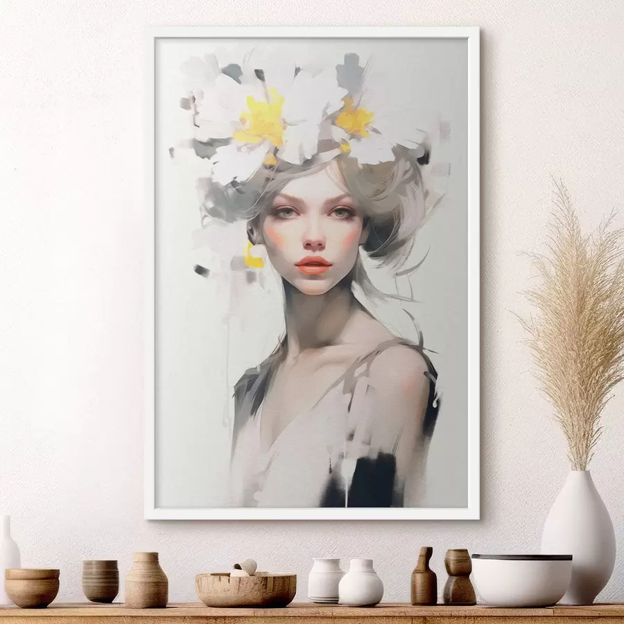 Fototapeta Modelka z kwiatami na głowie f41322