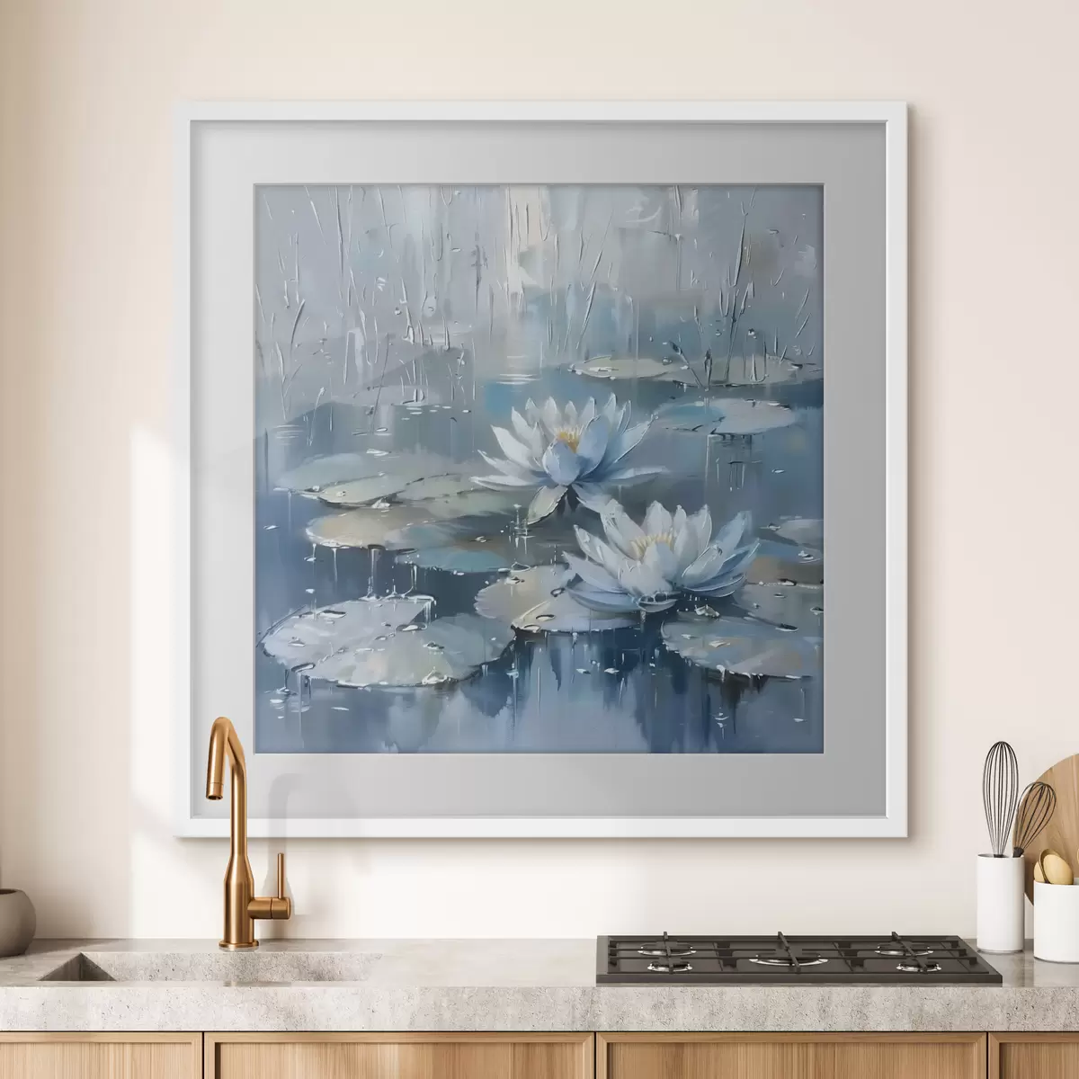 Plakat Stylowe lilie wodne f41399