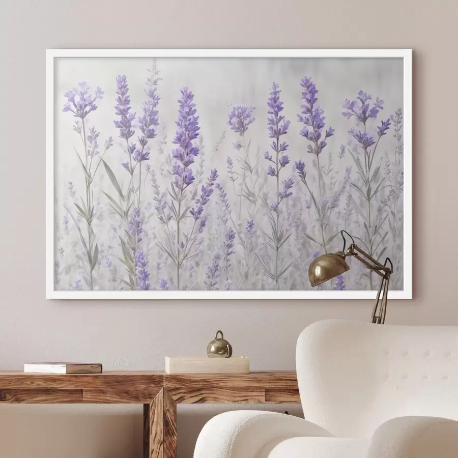 Fototapeta Pole fioletowych lawendowych kwiatów na rozmytym teksturowanym tle f41265