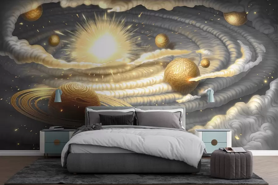 Fototapeta Kosmiczna galaktyka z planetami i słońcem w01967