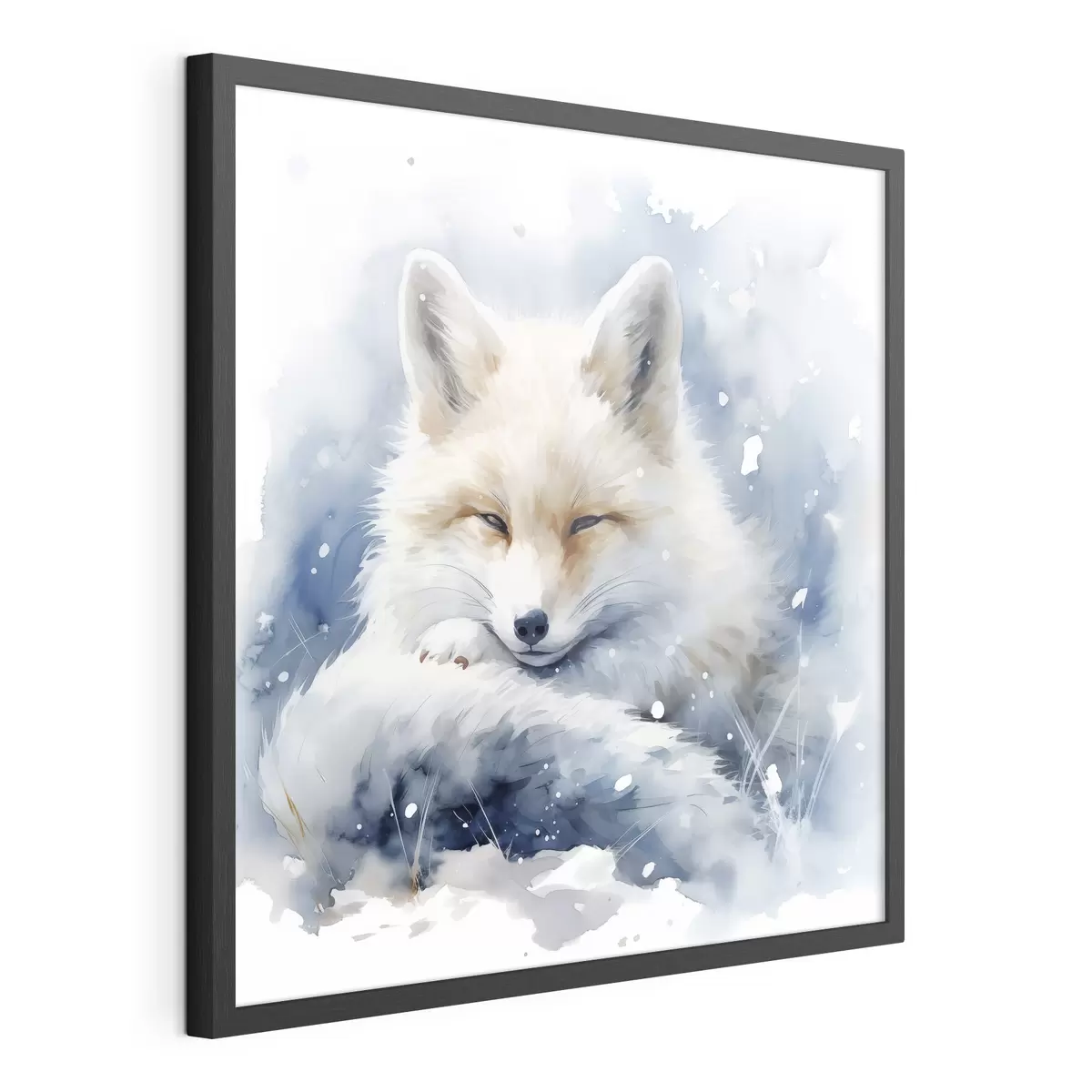 Plakat Lis na śniegu imitacja ilustracji akwarelowej f41436