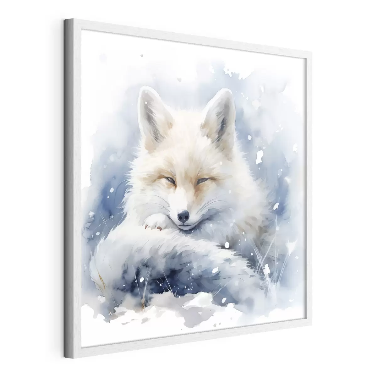 Plakat Lis na śniegu imitacja ilustracji akwarelowej f41436