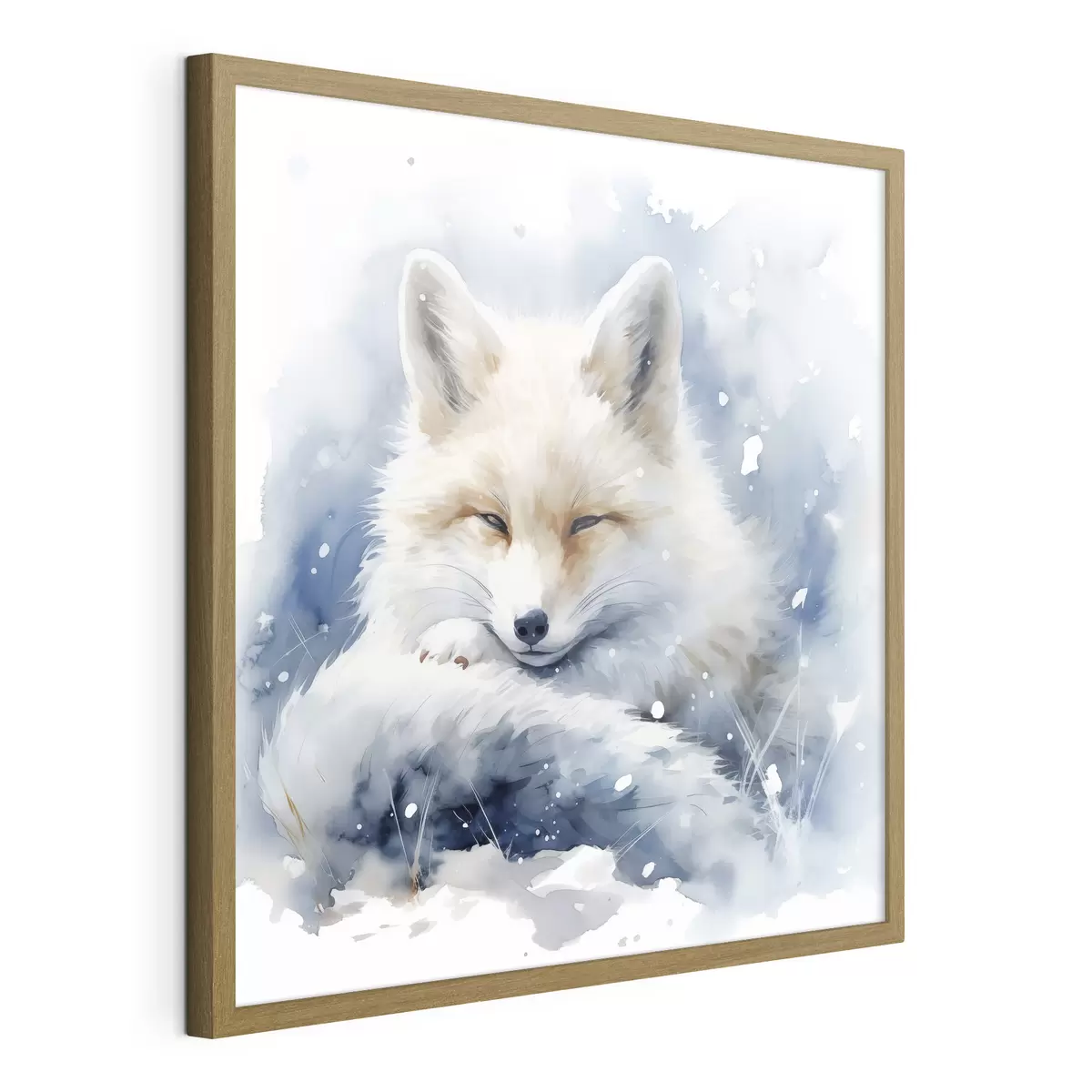 Plakat Lis na śniegu imitacja ilustracji akwarelowej f41436