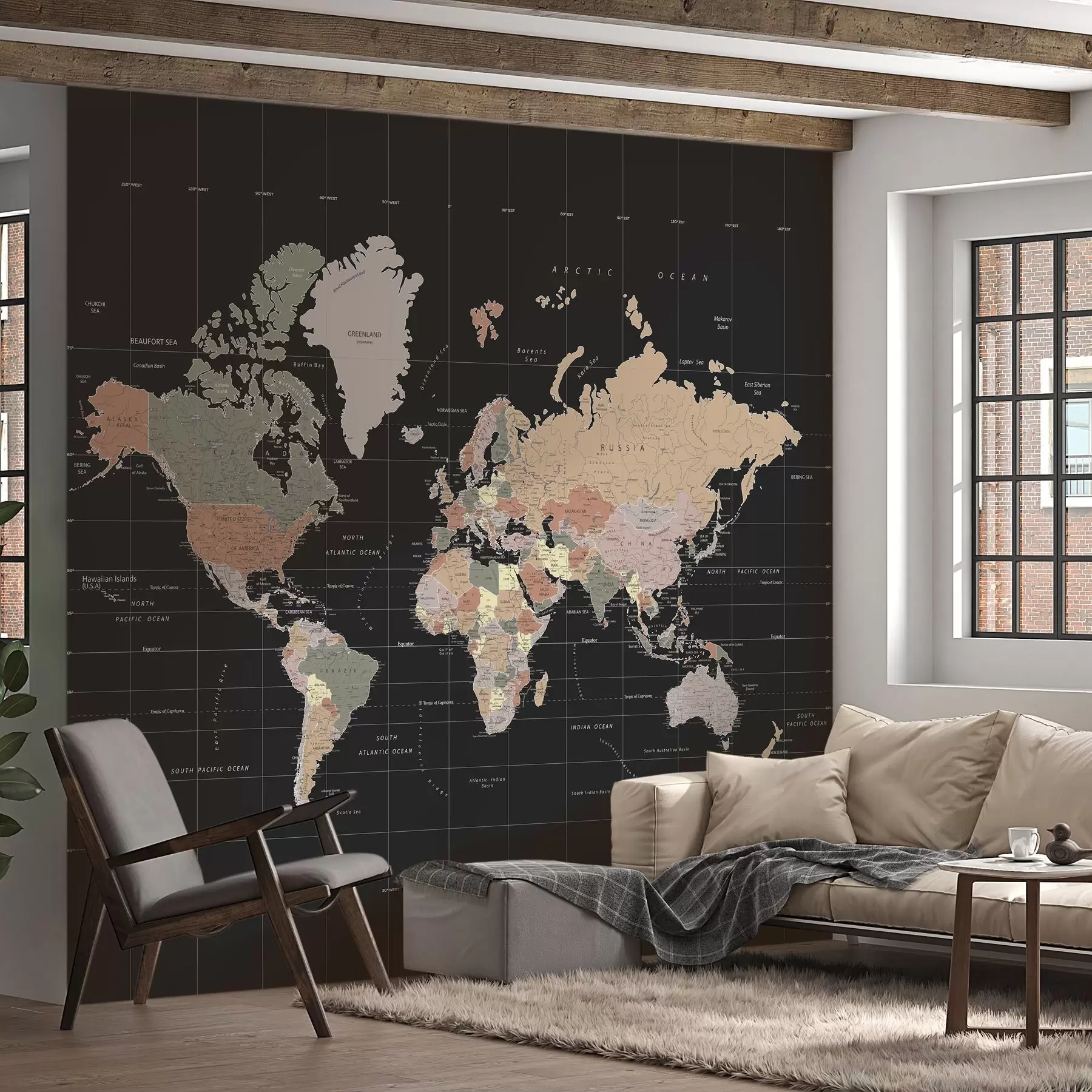 Fototapeta Mapa świata z zaznaczonymi różnymi krajami u99477d1