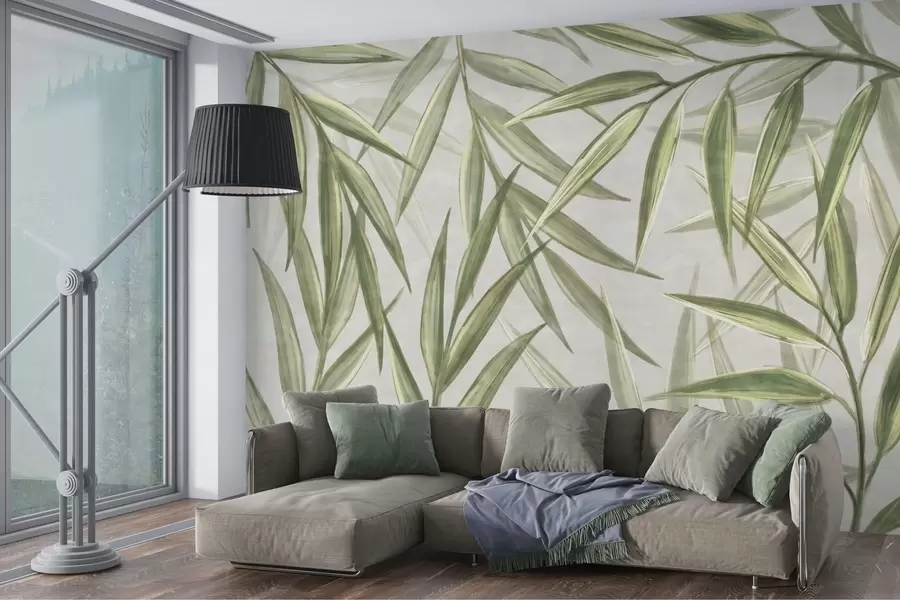 Fototapeta Bujne liście w delikatnych akwarelowych odcieniach w00236