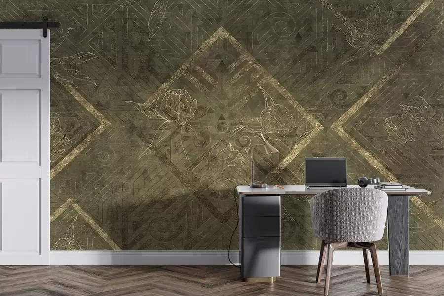 Fototapeta Tekstura grunge z kwiatowymi wzorami w02079v1