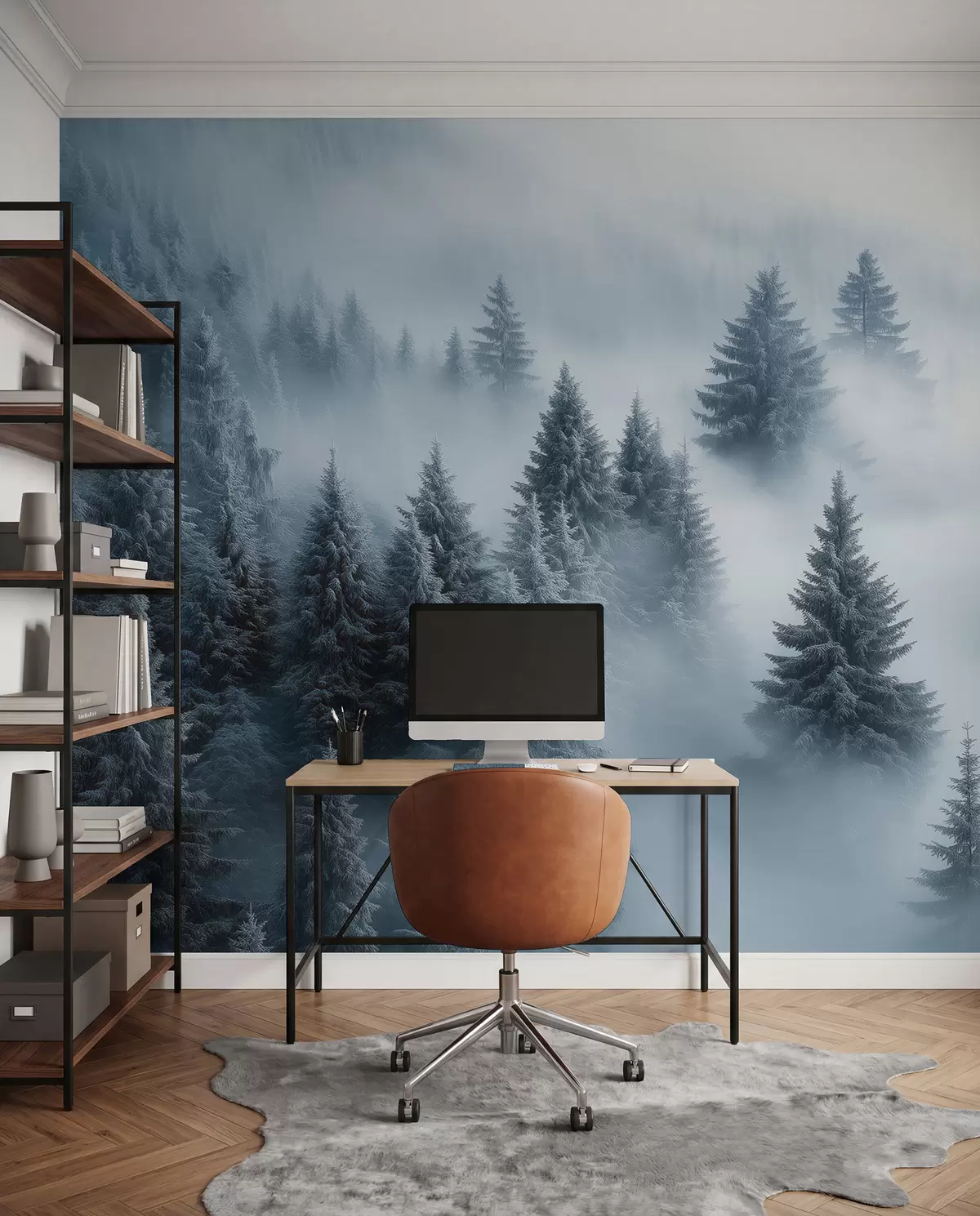 Fototapeta Iglaki w błękitnej mgle w02064