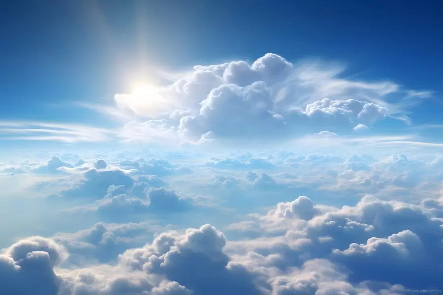 Fototapeta Spokojne niebo z puszystymi chmurami powyżej u76148