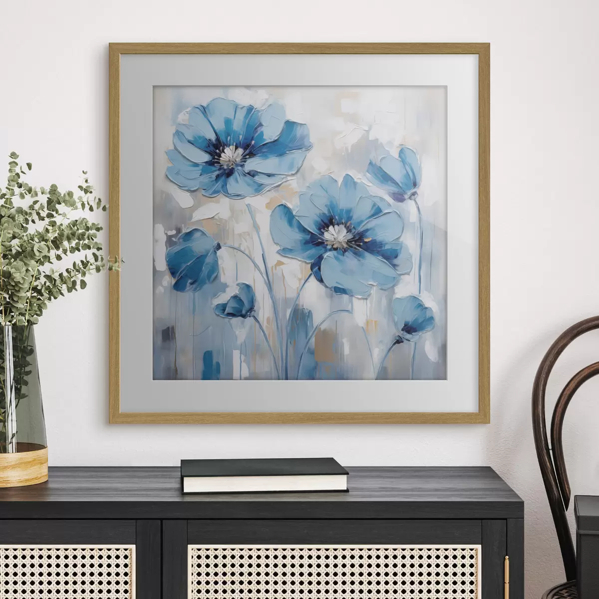 Plakat Malowane niebieskie kwiaty f41597