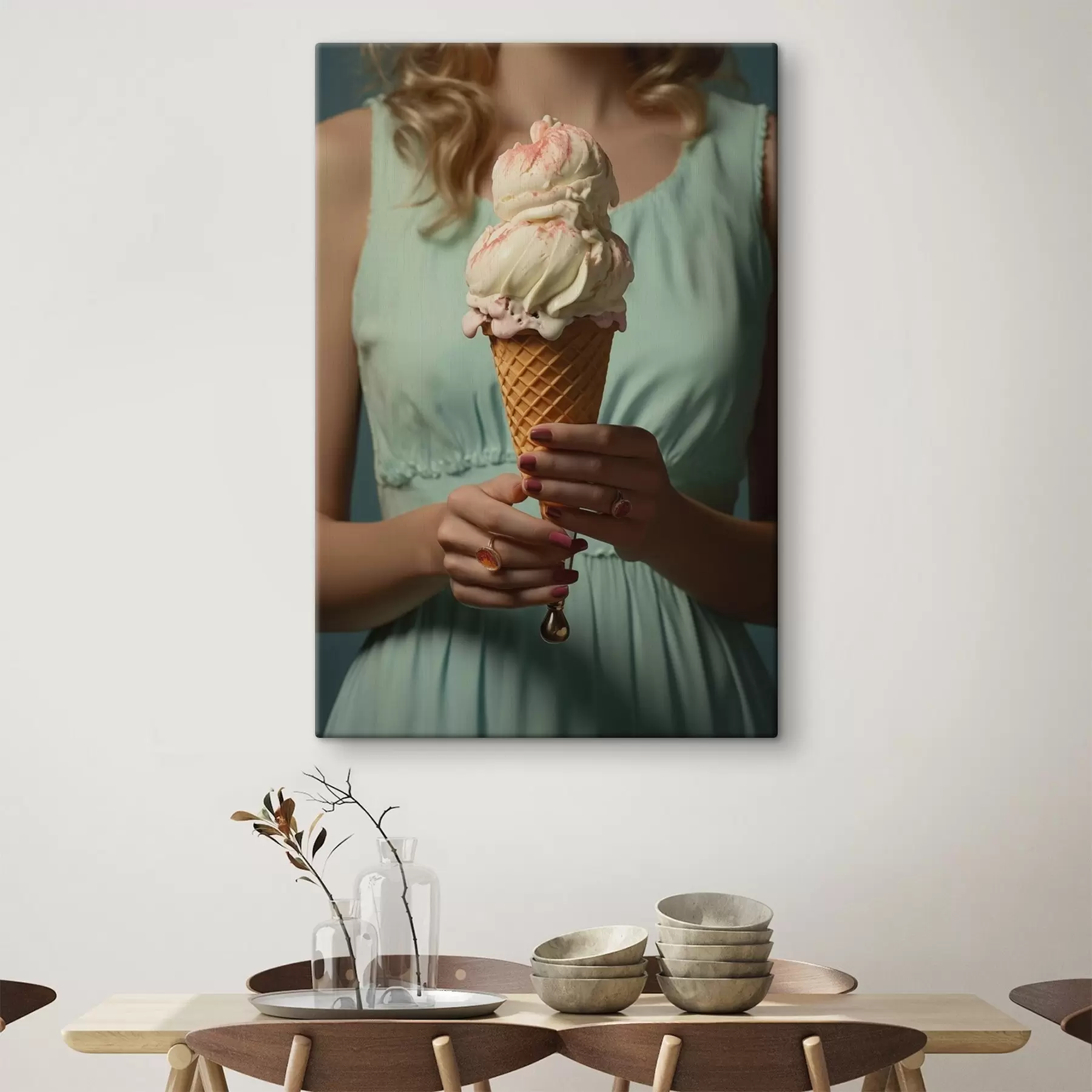 Fototapeta Dziewczyna trzymająca lody w stylu vintage s41664