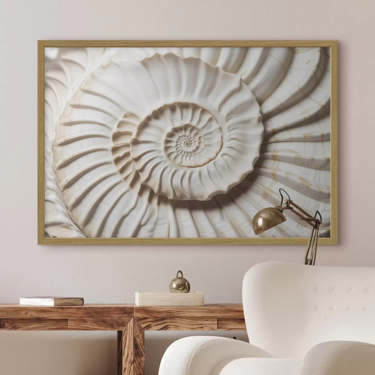 Plakat Biała spiralna powłoka, prezentująca skomplikowany i szczegółowy wzór f41728