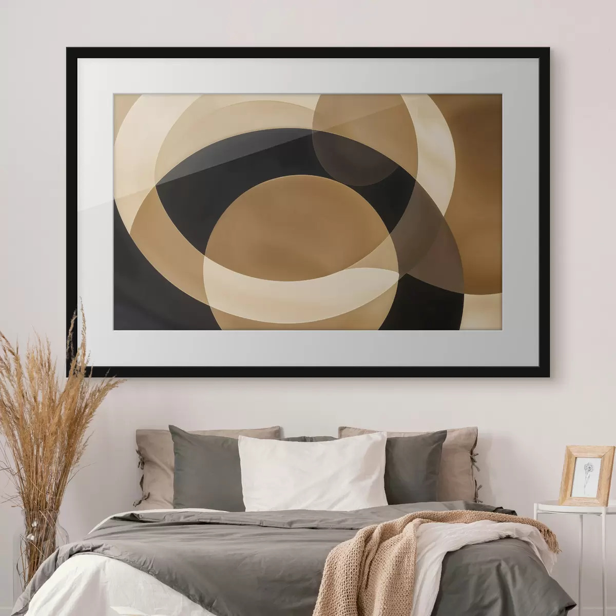Plakat Geometryczne kształty w odcieniach brązu, beżu i czerni tworzą abstrakcyjną, minimalistyczną kompozycję f41741
