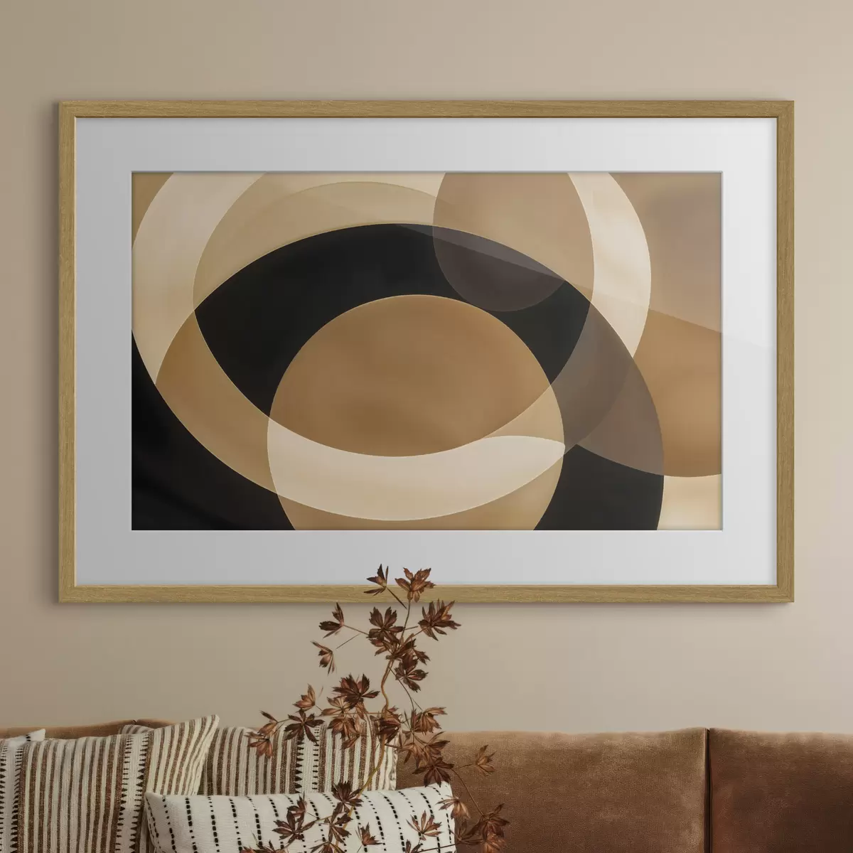 Plakat Geometryczne kształty w odcieniach brązu, beżu i czerni tworzą abstrakcyjną, minimalistyczną kompozycję f41741