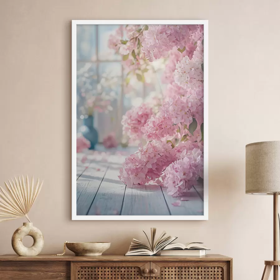Fototapeta Różowy liliowy na tle okna f41748