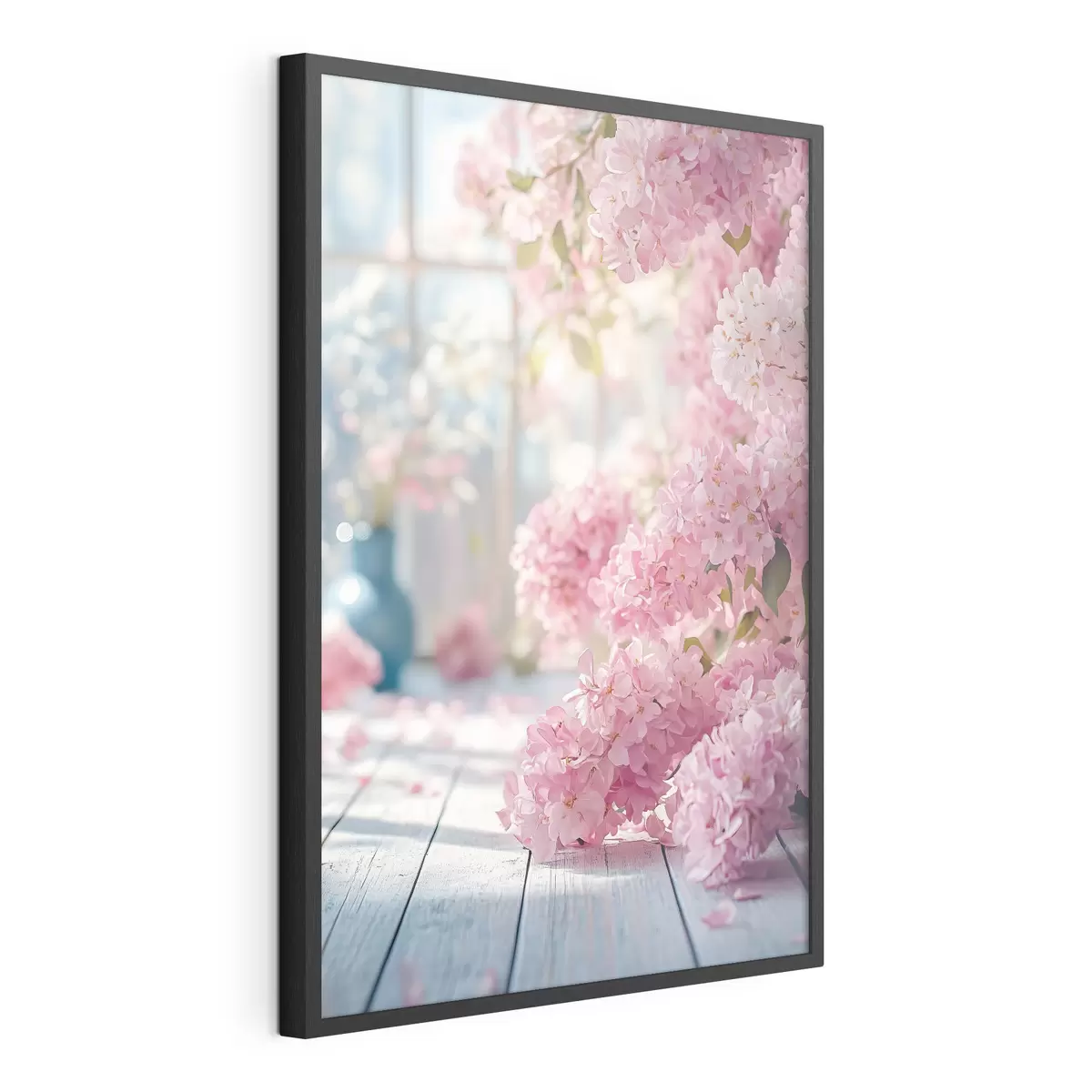 Plakat Różowy liliowy na tle okna f41748