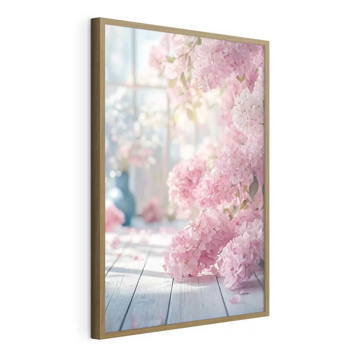 Plakat Różowy liliowy na tle okna f41748