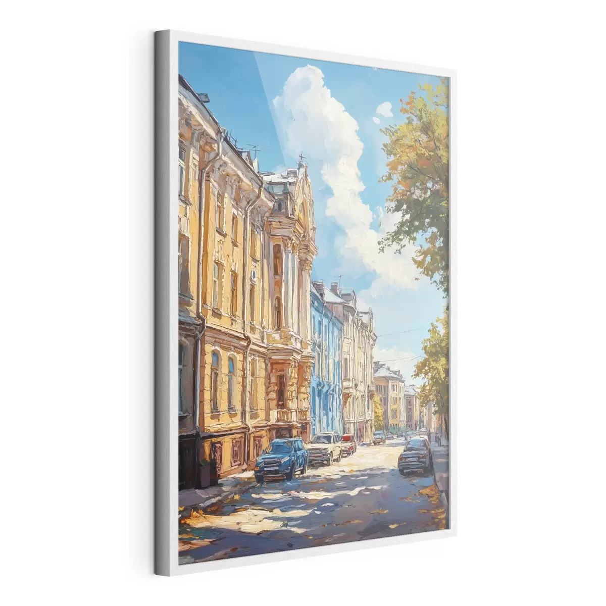 Plakat Ulica miasta w słoneczny dzień, w stylu farby olejnej f41751