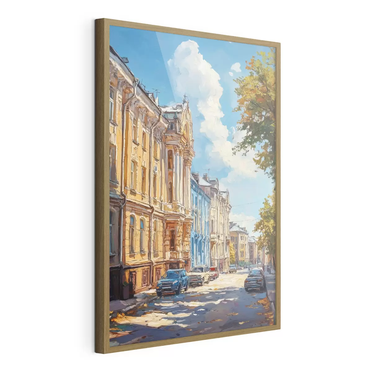 Plakat Ulica miasta w słoneczny dzień, w stylu farby olejnej f41751