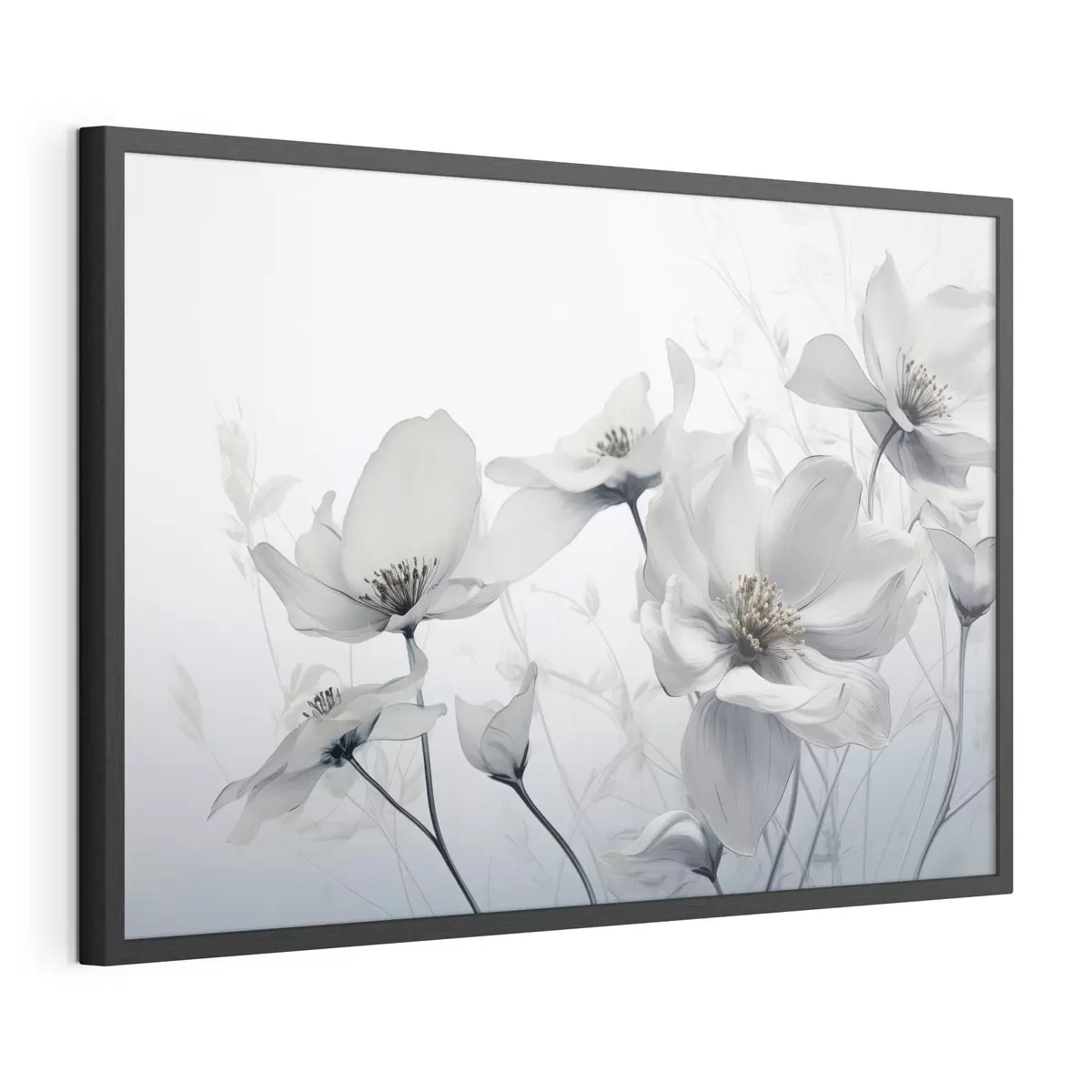 Plakat Delikatne szare kwiaty f41829