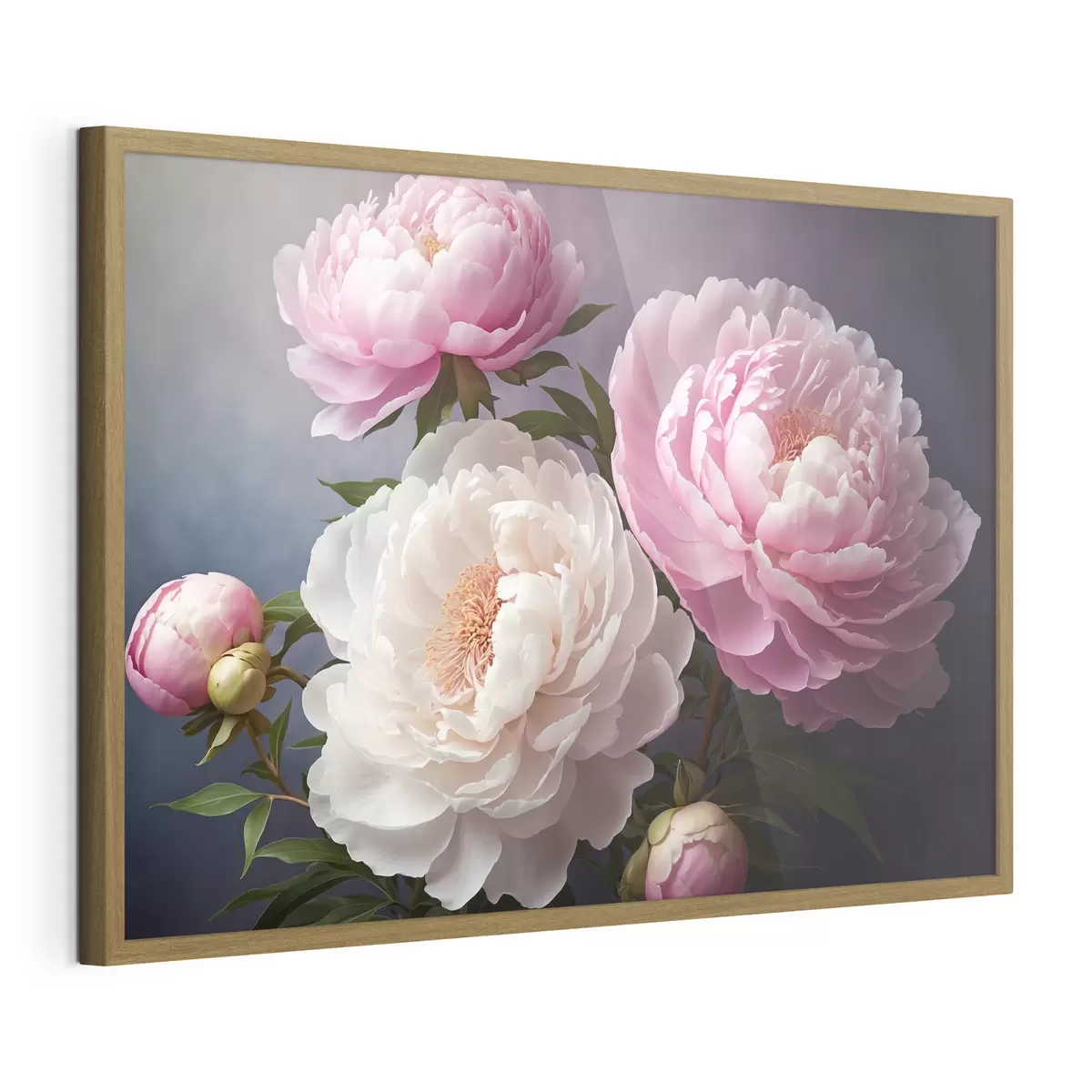 Plakat Piwonie na ciemnym, jasnym tle f41508