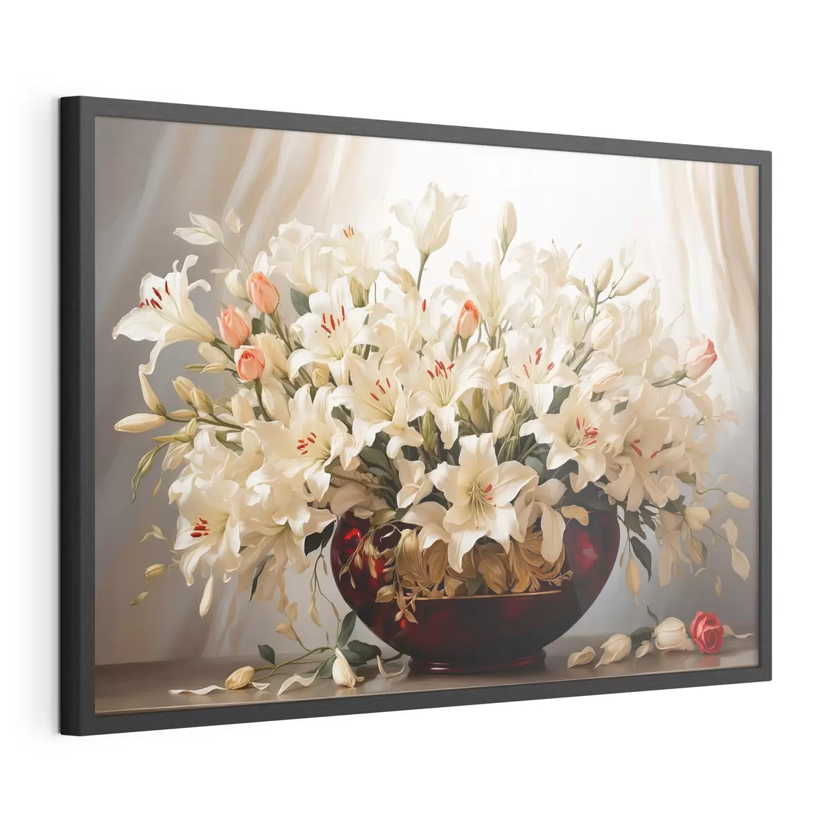 Plakat Bukiet kwiatów w czerwonym wazonie wolumetrycznym f41510