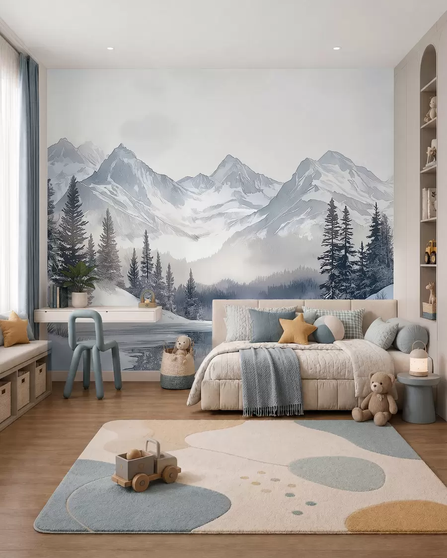 Fototapeta Śnieżne szczyty za jeziorem w02357