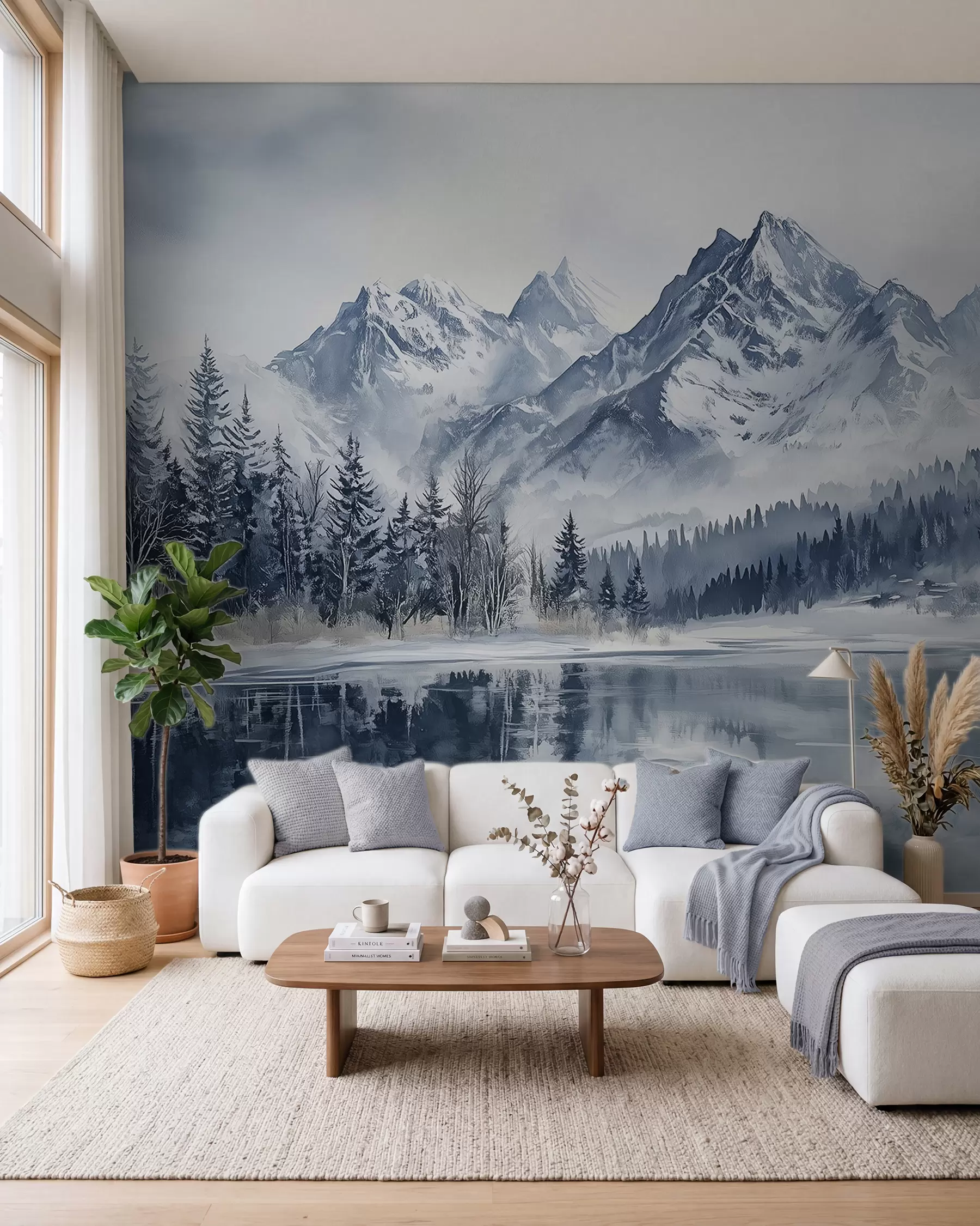 Fototapeta Śnieżny las i szczyty w02358